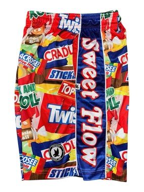 Flow Society Boys Size L Sweet Flow Candy Theme LAX Lacrosse Graphic Shorts